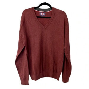 Soul of London Men's Long Sleeve V-Neck Maroon Organic Cotton Sweater Sz XL GUC